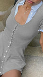 Lena Patchwork Collar Mini Dress - Fashion Pov