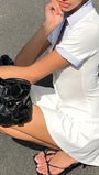 Lena Patchwork Collar Mini Dress - Fashion Pov