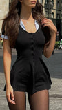 Lena Patchwork Collar Mini Dress - Fashion Pov