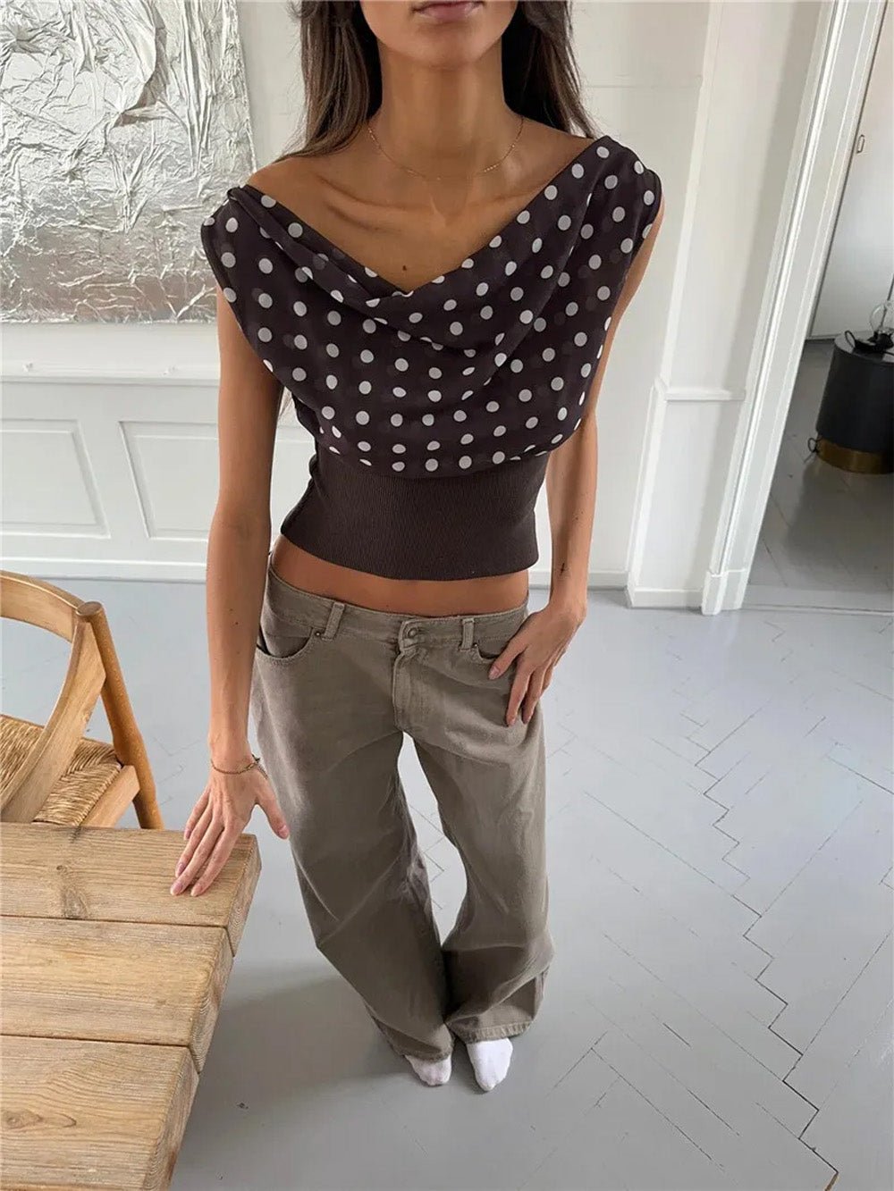 Lila Polka Dot Crop Top - Fashion Pov