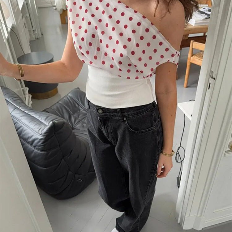 Lila Polka Dot Crop Top - Fashion Pov