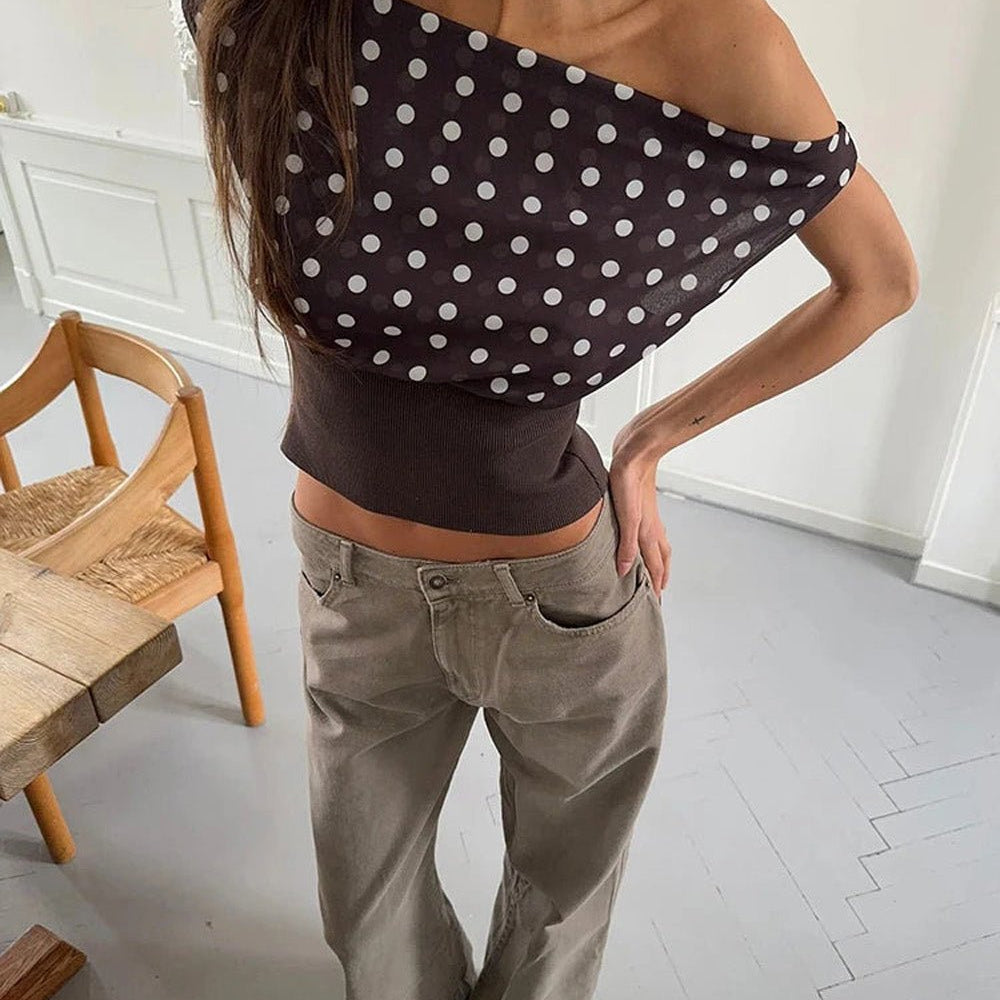Lila Polka Dot Crop Top - Fashion Pov
