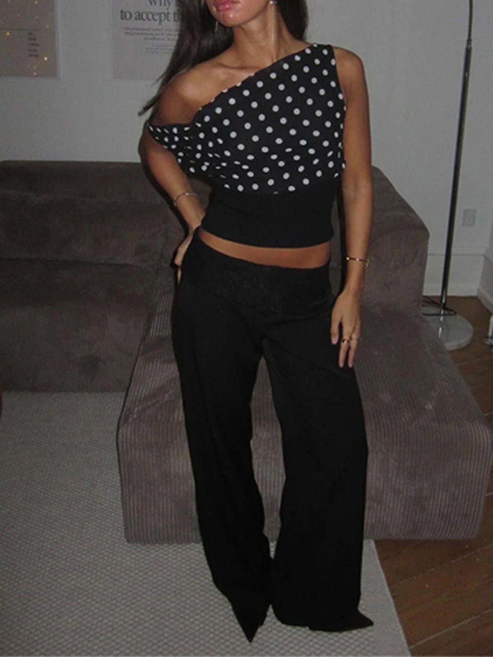 Lila Polka Dot Crop Top - Fashion Pov