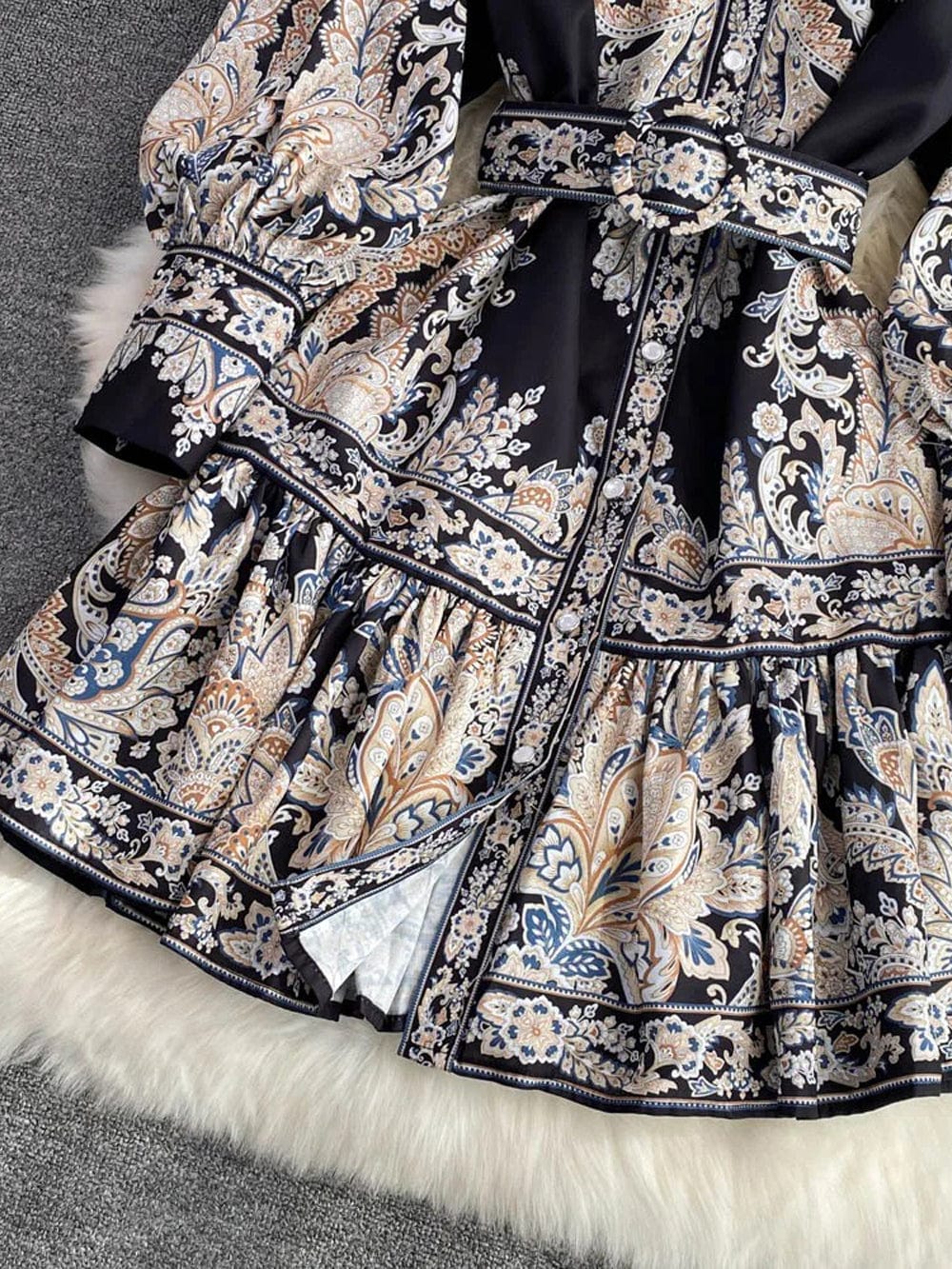 Liliana Ruffle Single Breasted Midi Dress - Fashion Pov