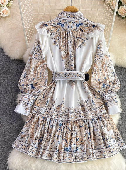 Liliana Ruffle Single Breasted Midi Dress - Fashion Pov
