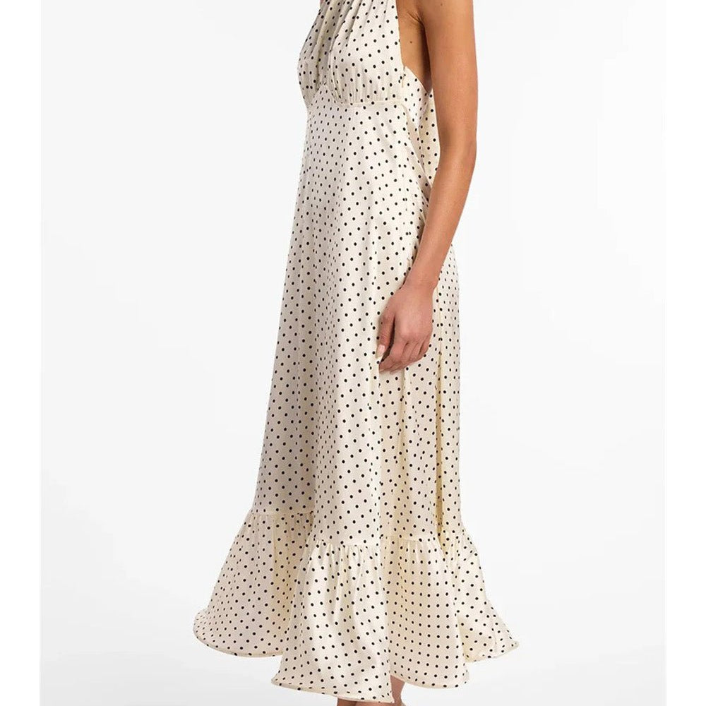 Lilou Polka Dot Halter Maxi Dress - Fashion Pov