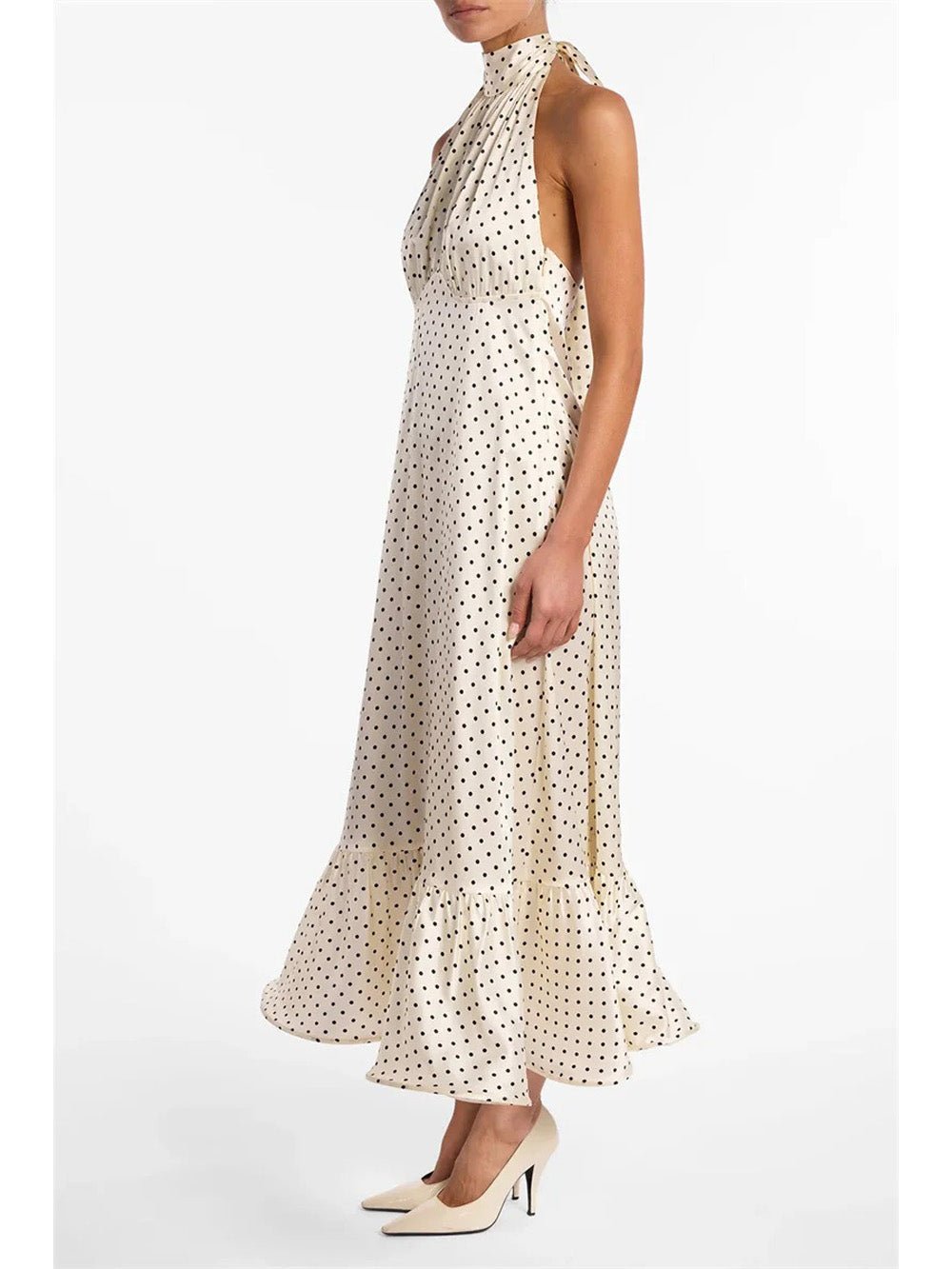 Lilou Polka Dot Halter Maxi Dress - Fashion Pov