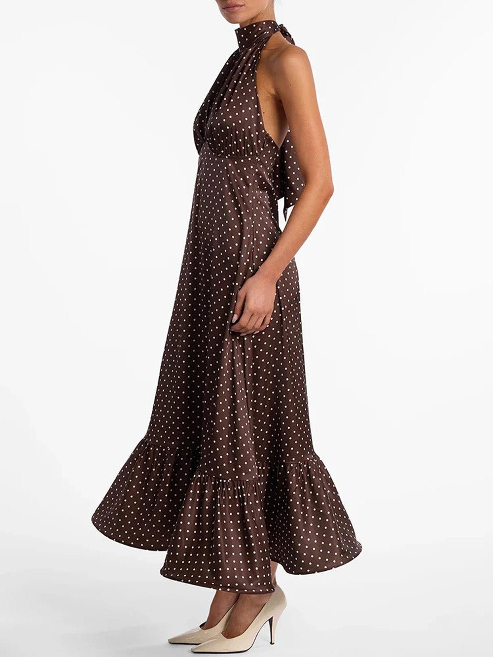 Lilou Polka Dot Halter Maxi Dress - Fashion Pov