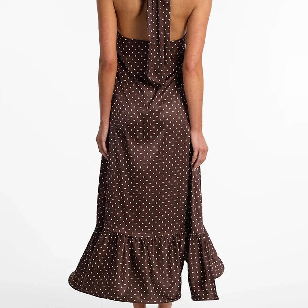 Lilou Polka Dot Halter Maxi Dress - Fashion Pov