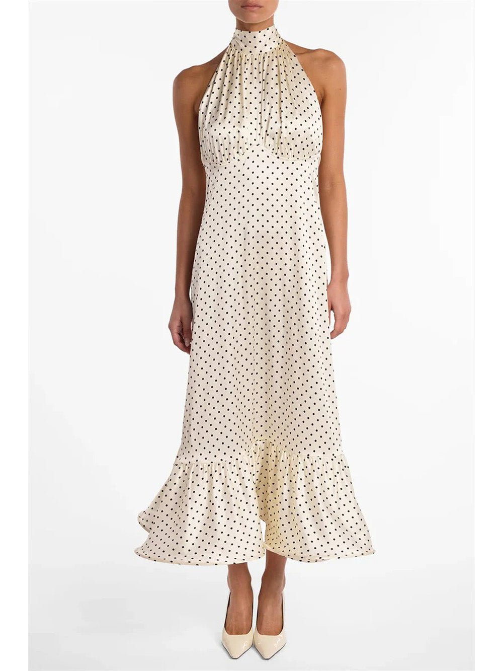 Lilou Polka Dot Halter Maxi Dress - Fashion Pov