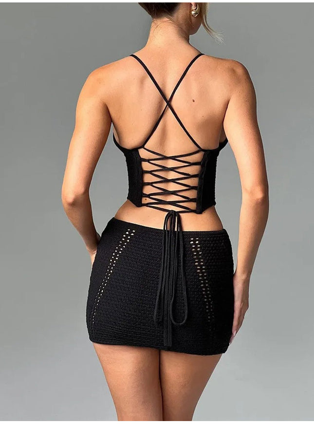 Lily Backless Sleeveless Top & Skirt Set - Fashion Pov