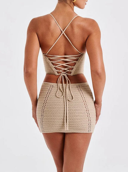 Lily Backless Sleeveless Top & Skirt Set - Fashion Pov