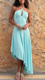 Livia Keyhole Halter Asymmetric Midi Dress - Fashion Pov