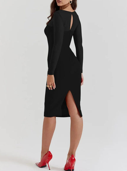 Lucia Backless Split Bodycon Midi Dress - Fashion Pov