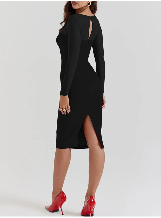 Lucia Backless Split Bodycon Midi Dress - Fashion Pov