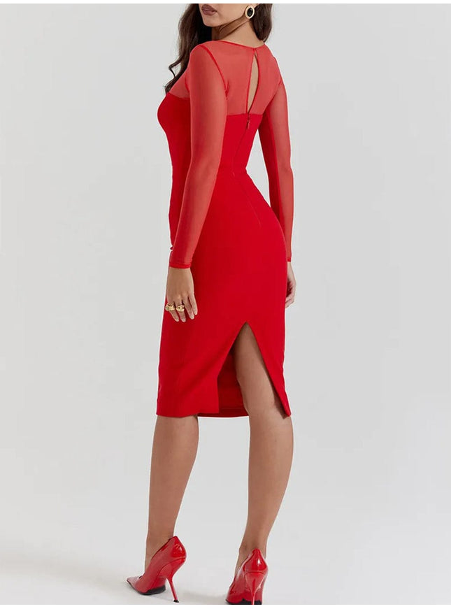 Lucia Backless Split Bodycon Midi Dress - Fashion Pov