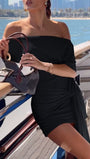 Lucia Off Shoulder Sash Mini Dress - Fashion Pov
