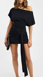Lucia Off Shoulder Sash Mini Dress - Fashion Pov