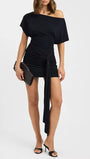 Lucia Off Shoulder Sash Mini Dress - Fashion Pov