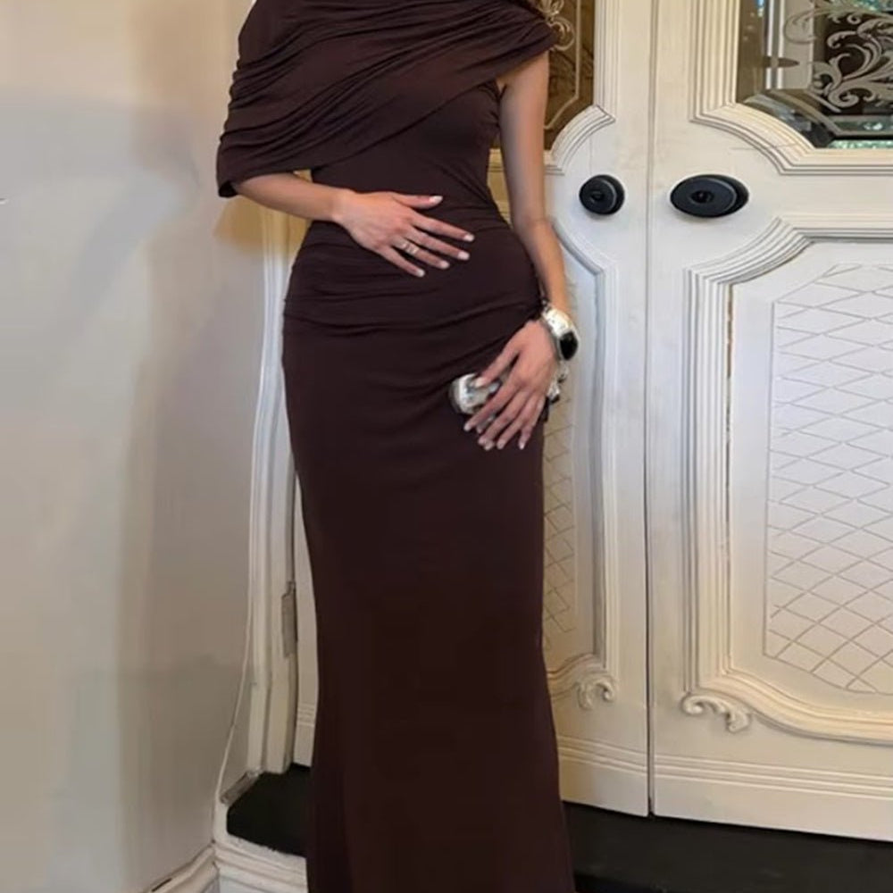 Lucienne Draped One Shoulder Maxi Dress - Fashion Pov