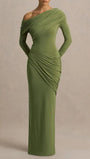 Lucille One Shoulder Ruched Maxi Dress - Fashion Pov