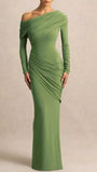 Lucille One Shoulder Ruched Maxi Dress - Fashion Pov