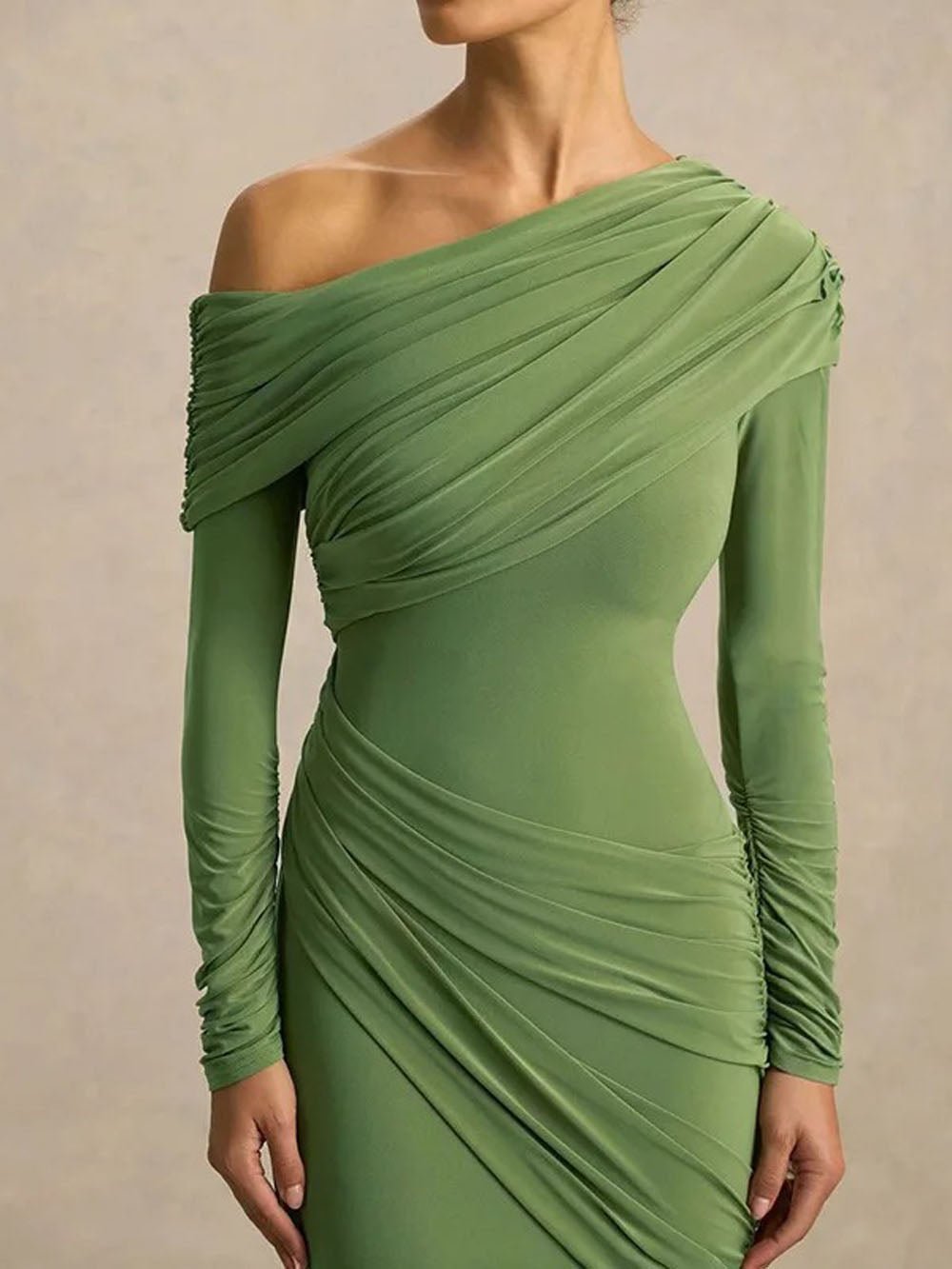 Lucille One Shoulder Ruched Maxi Dress - Fashion Pov