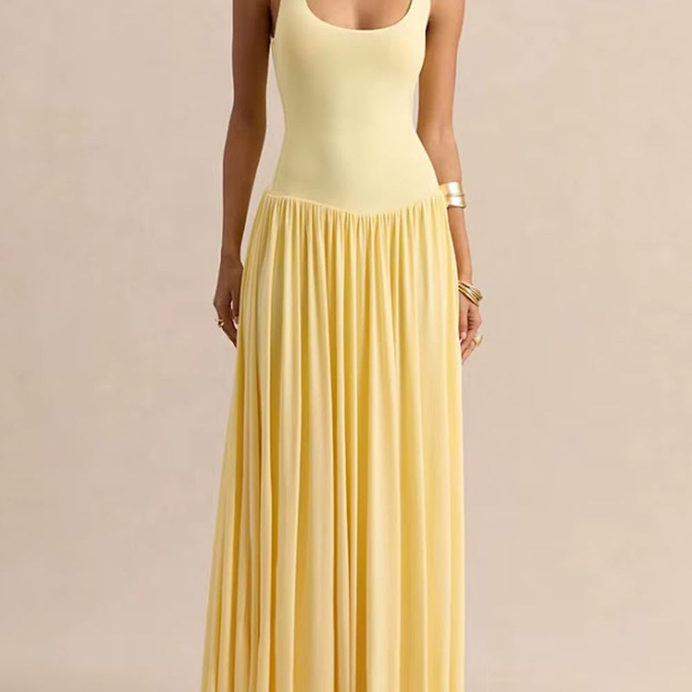 Luna Pleated Drop Waist Maxi Dress - Fashion Pov