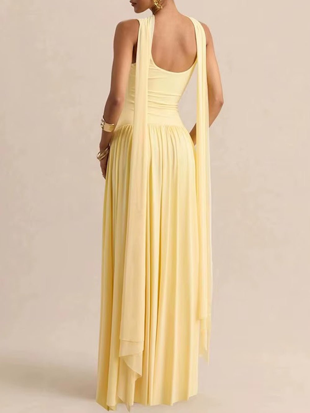Luna Pleated Drop Waist Maxi Dress - Fashion Pov