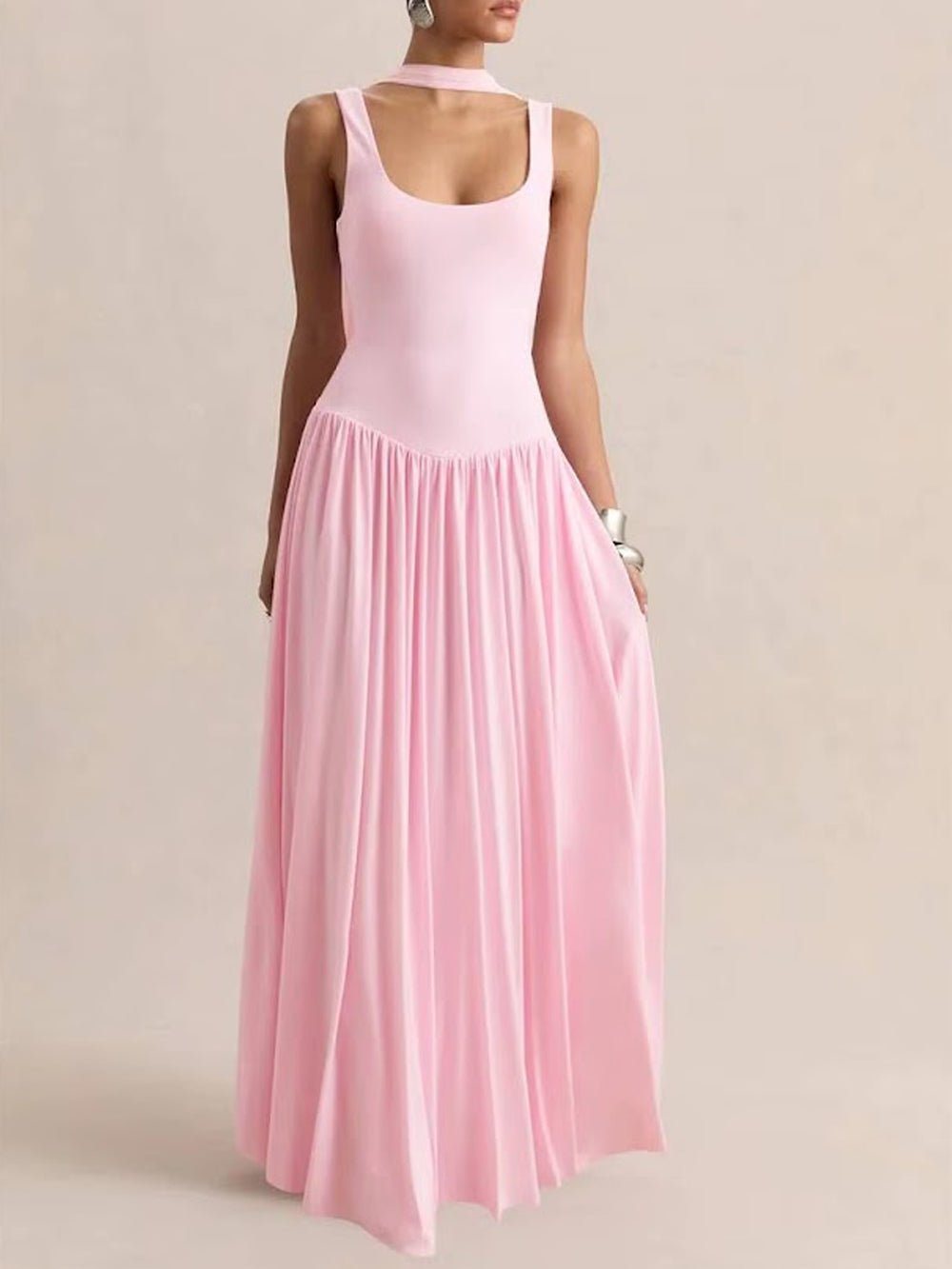 Luna Pleated Drop Waist Maxi Dress - Fashion Pov
