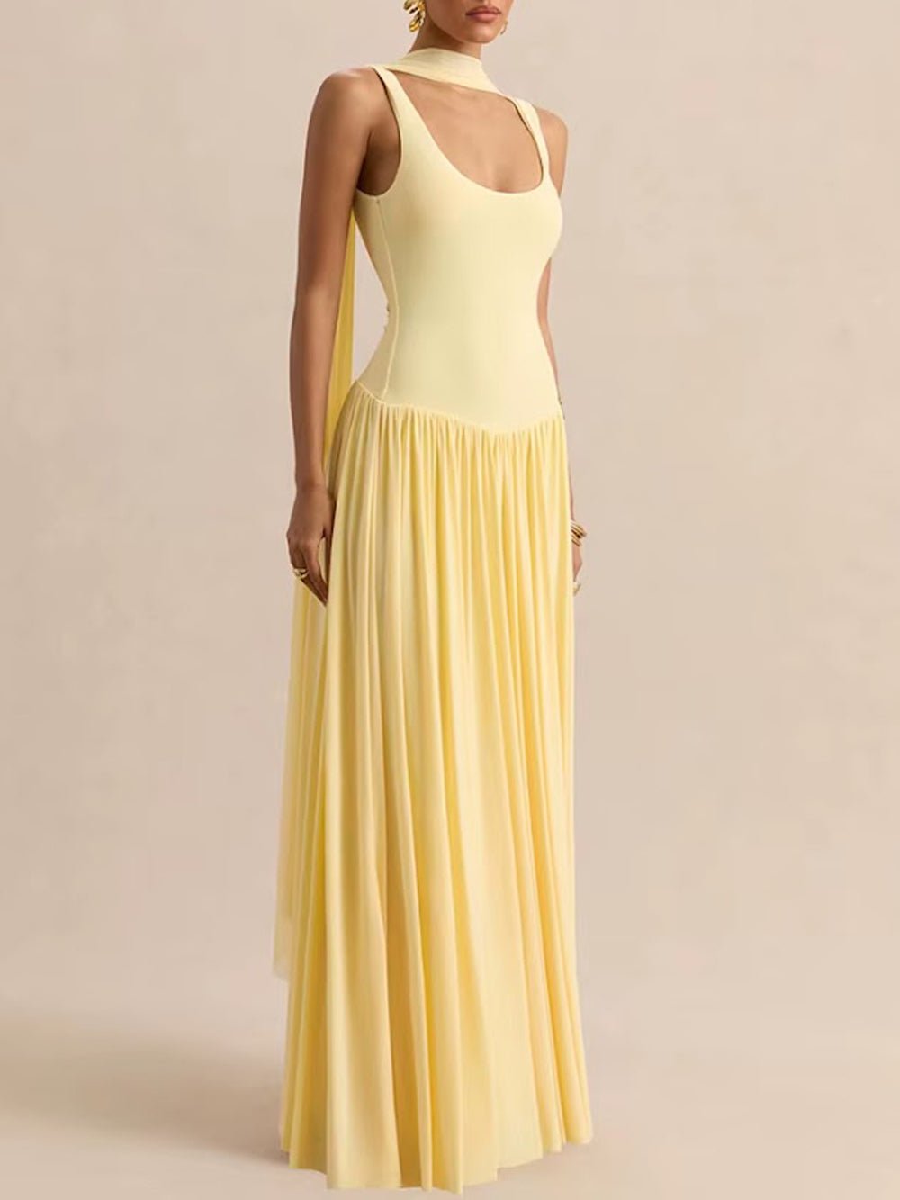 Luna Pleated Drop Waist Maxi Dress - Fashion Pov