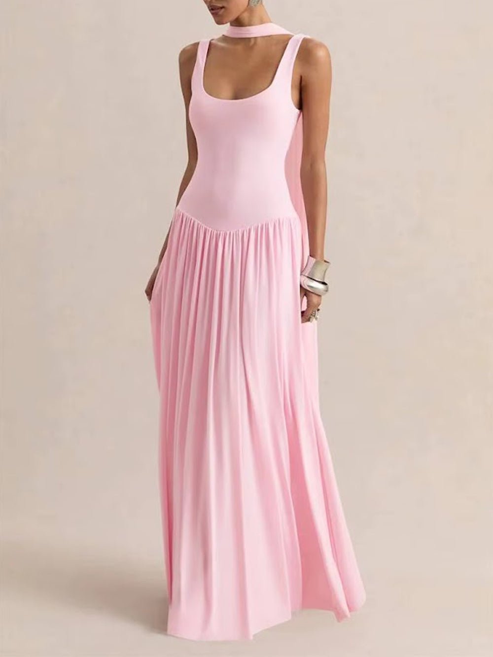 Luna Pleated Drop Waist Maxi Dress - Fashion Pov