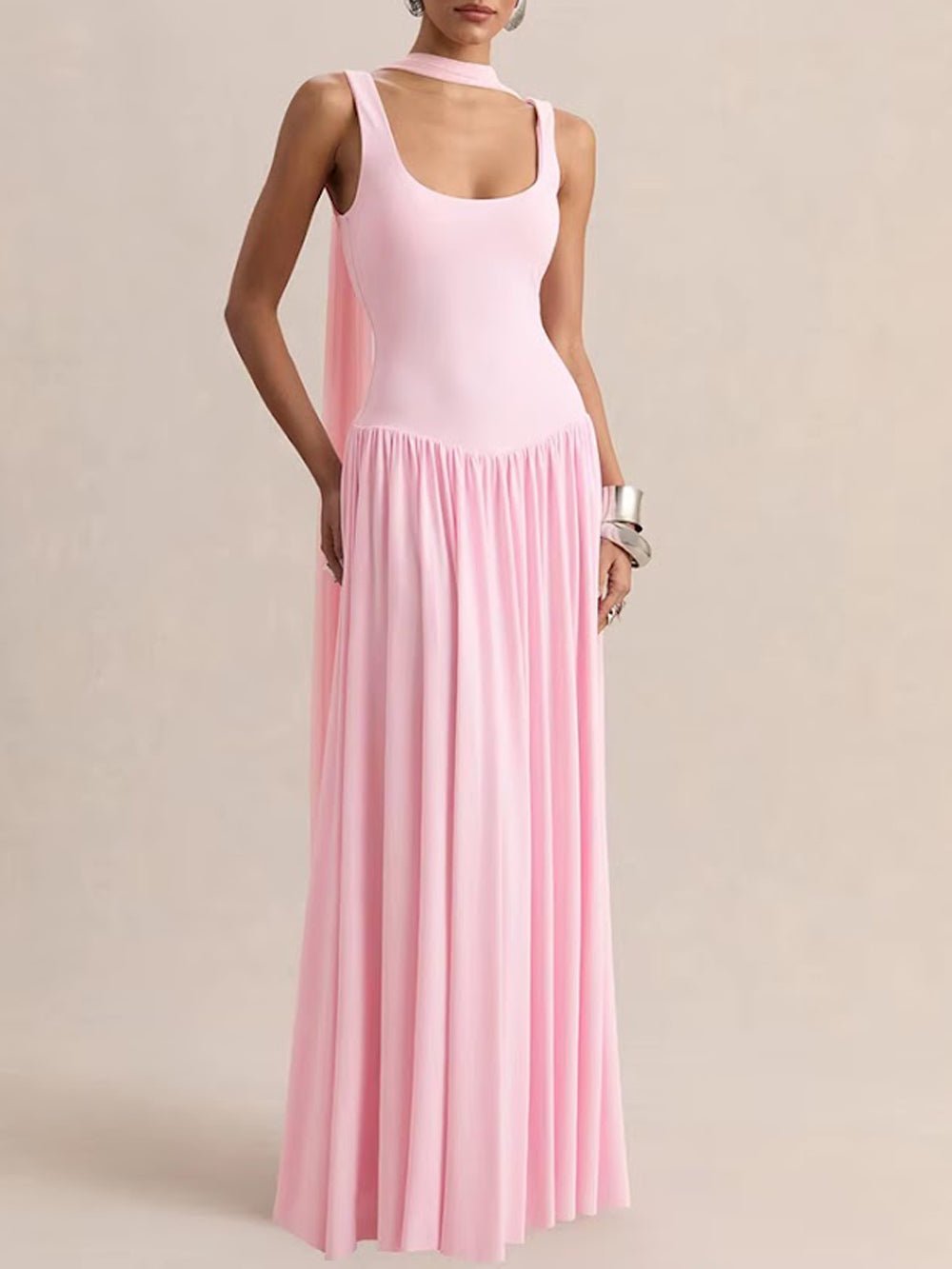 Luna Pleated Drop Waist Maxi Dress - Fashion Pov