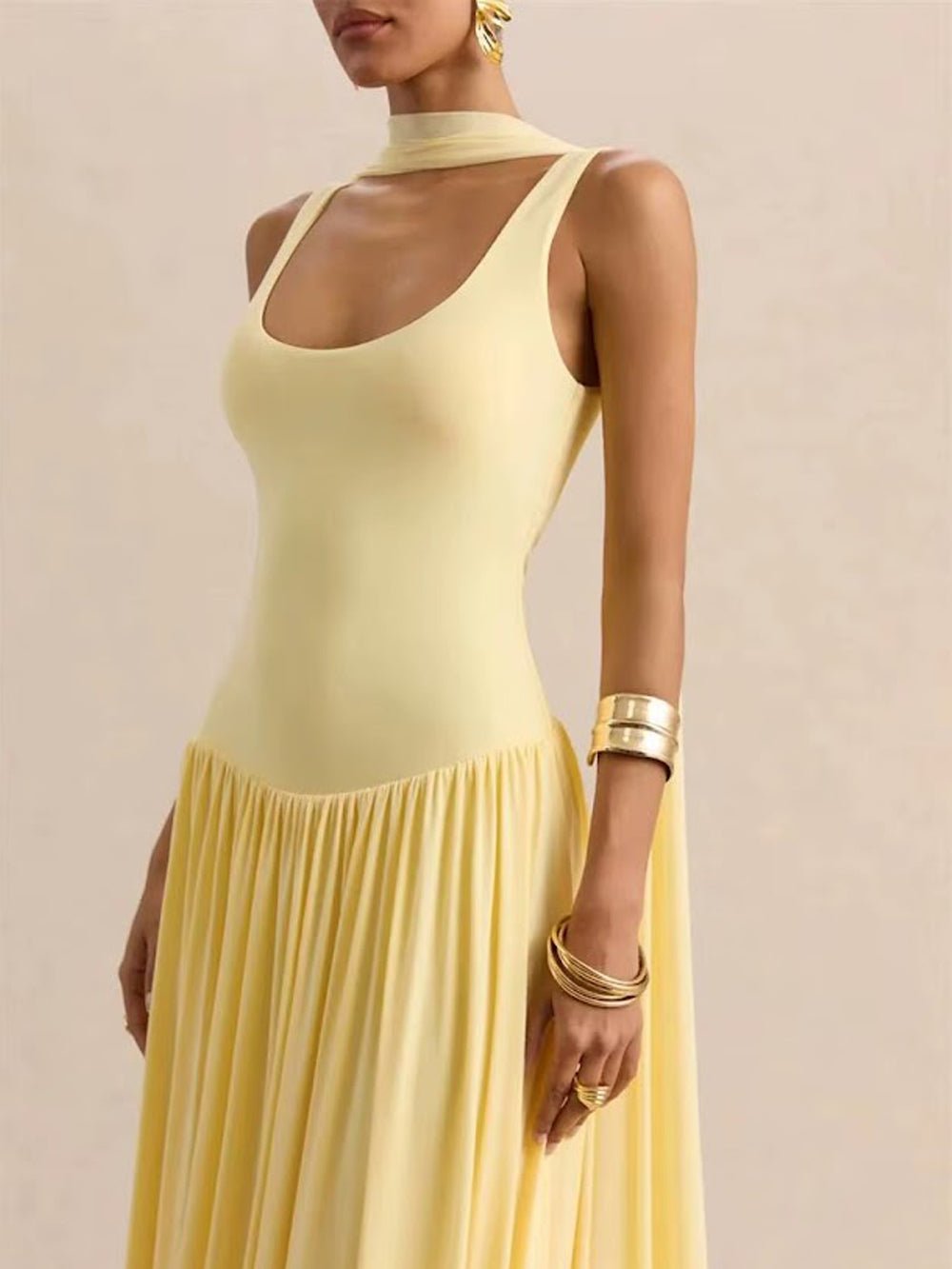 Luna Pleated Drop Waist Maxi Dress - Fashion Pov