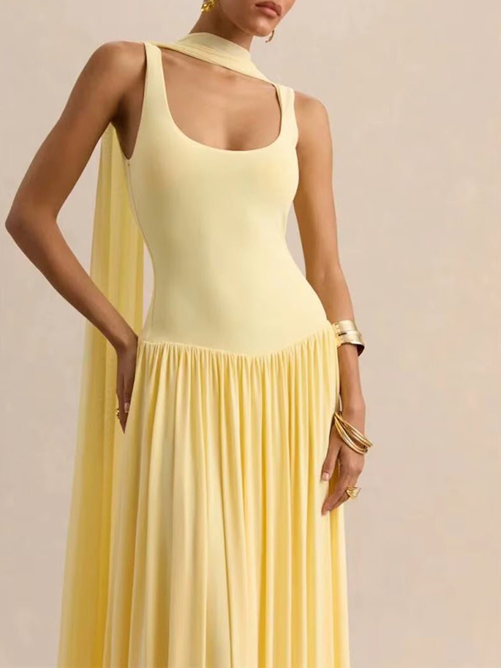 Luna Pleated Drop Waist Maxi Dress - Fashion Pov