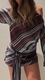 Luna Striped One - Shoulder Mini Dress - Fashion Pov