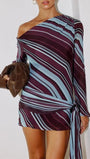 Luna Striped One - Shoulder Mini Dress - Fashion Pov