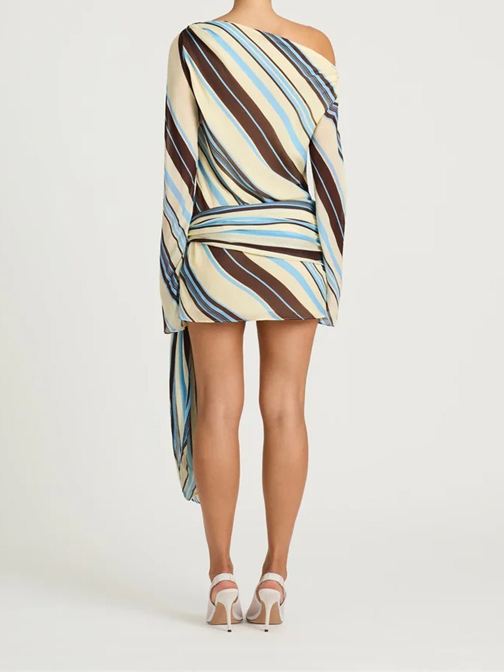 Luna Striped One - Shoulder Mini Dress - Fashion Pov