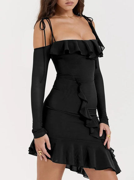 Lyla Backless Bodycon Ruffle Mini Dress - Fashion Pov