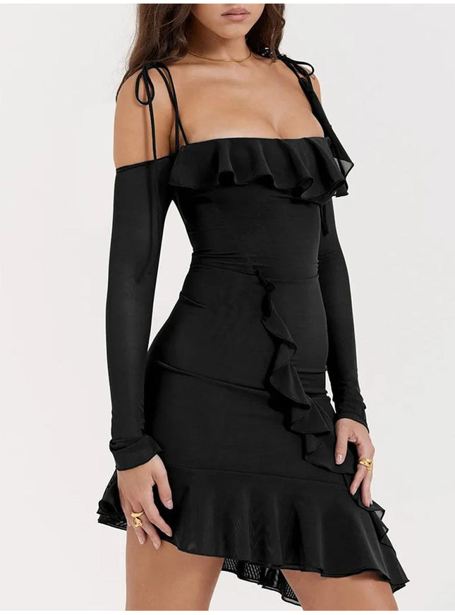 Lyla Backless Bodycon Ruffle Mini Dress - Fashion Pov