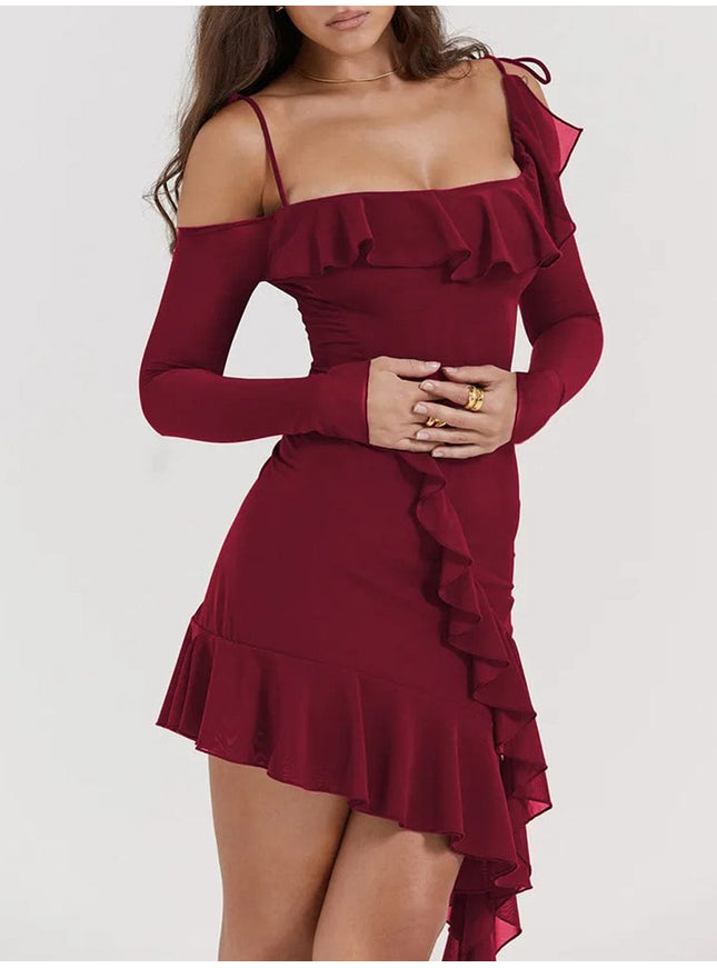 Lyla Backless Bodycon Ruffle Mini Dress - Fashion Pov