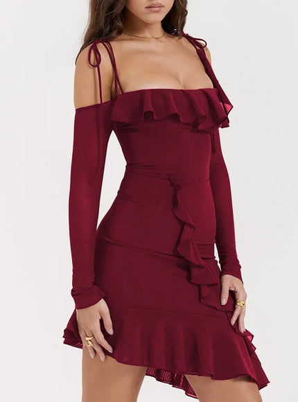 Lyla Backless Bodycon Ruffle Mini Dress - Fashion Pov