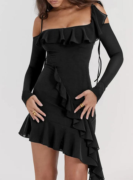 Lyla Backless Bodycon Ruffle Mini Dress - Fashion Pov