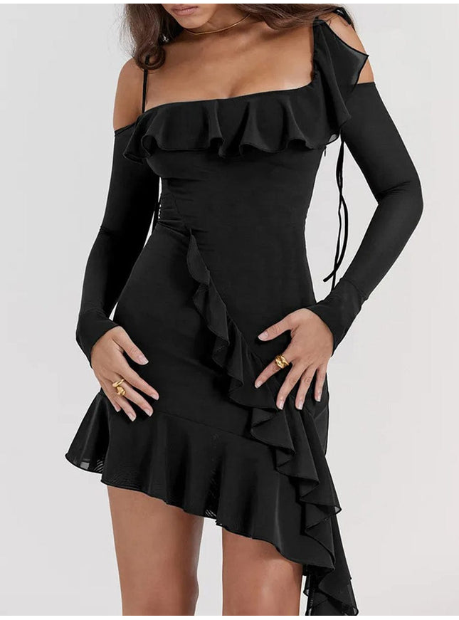 Lyla Backless Bodycon Ruffle Mini Dress - Fashion Pov