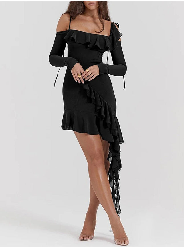 Lyla Backless Bodycon Ruffle Mini Dress - Fashion Pov