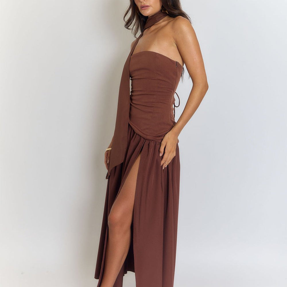 Lyra Backless Split Skirt Maxi Dress - Fashion Pov