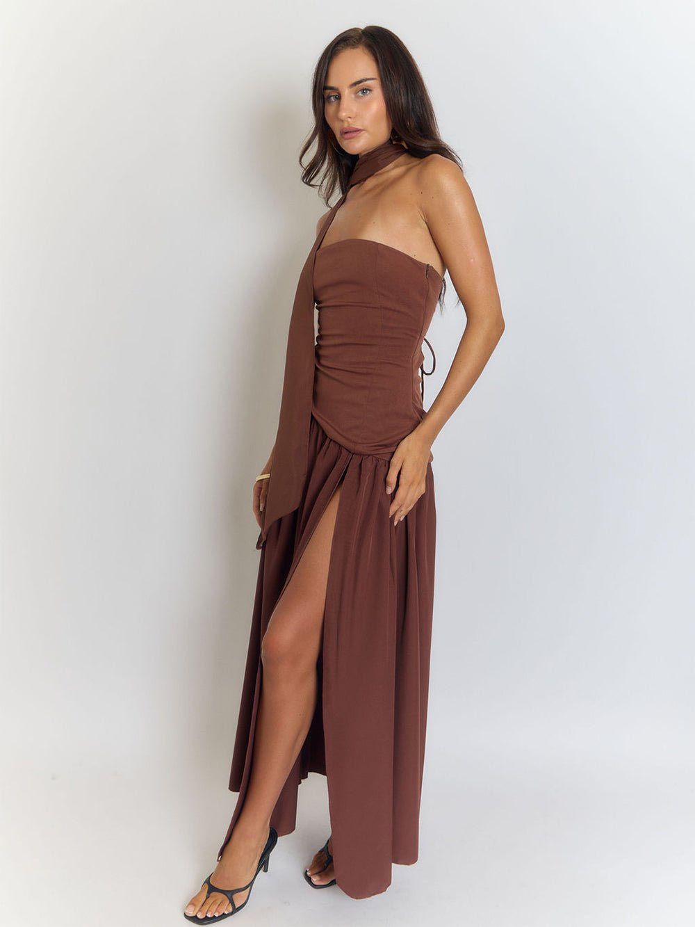 Lyra Backless Split Skirt Maxi Dress - Fashion Pov