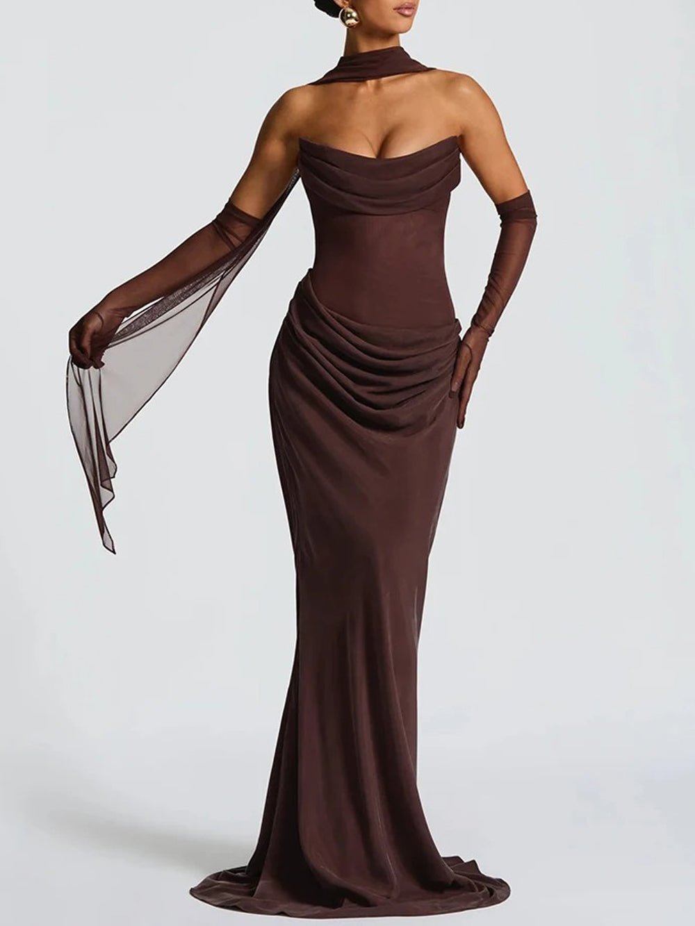 Malena Strapless Draped Maxi Gown - Fashion Pov