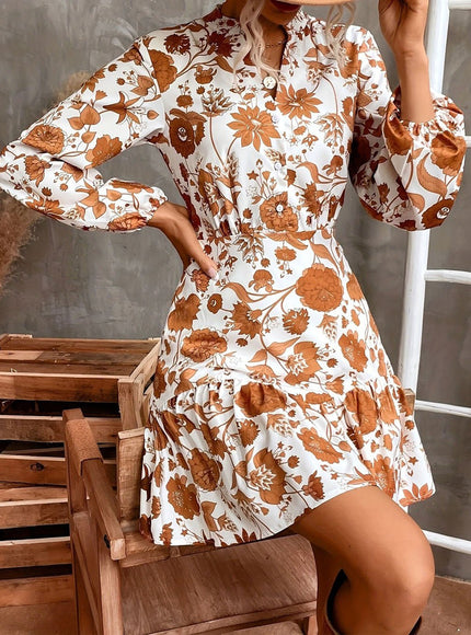 Margaret Ruffle Hem Floral Mini Dress - Fashion Pov