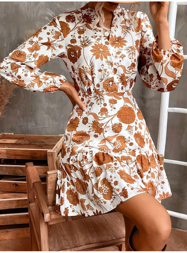 Margaret Ruffle Hem Floral Mini Dress - Fashion Pov